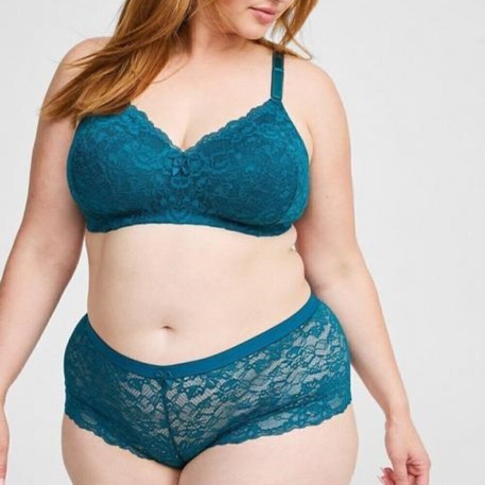Torrid - Super Soft Lace Mid-Rise Cheeky Panty in Dark Turquoise